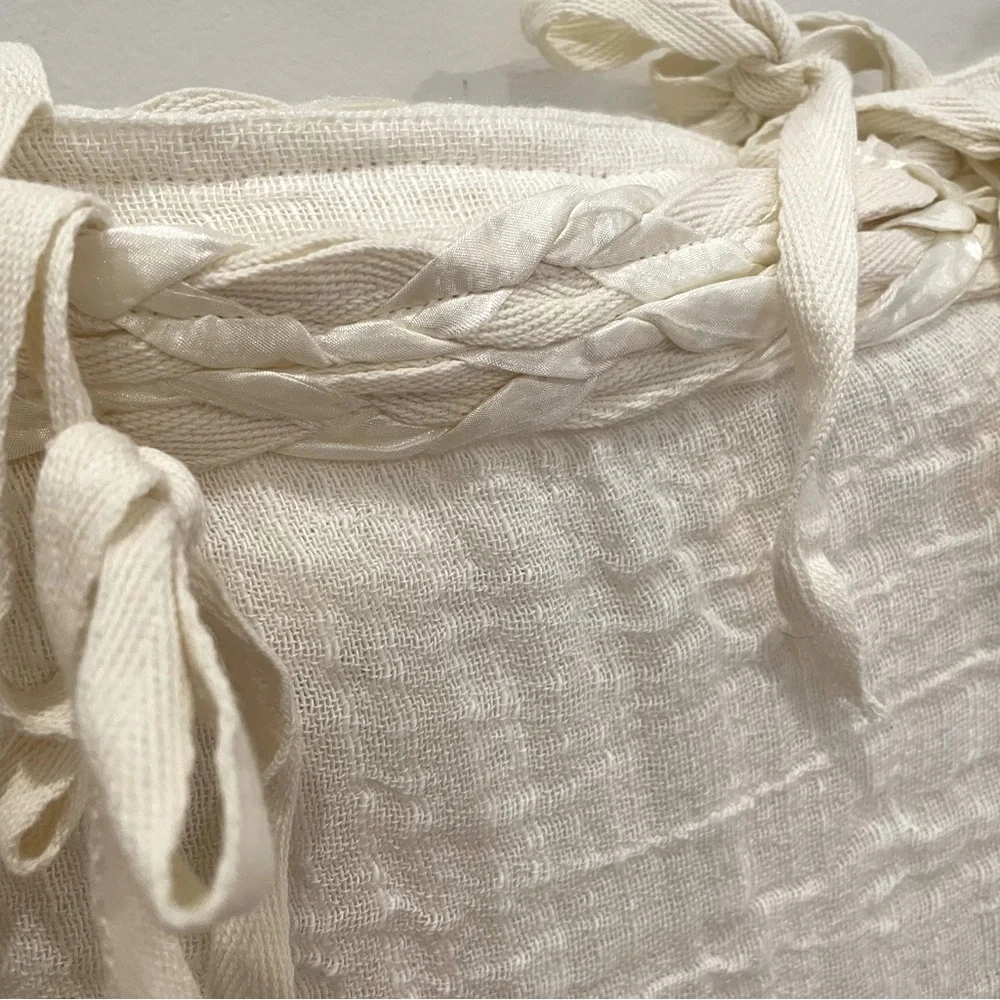 Anthropologie Cotton Tie-Top Curtain 50”X 96” set of 2 panels